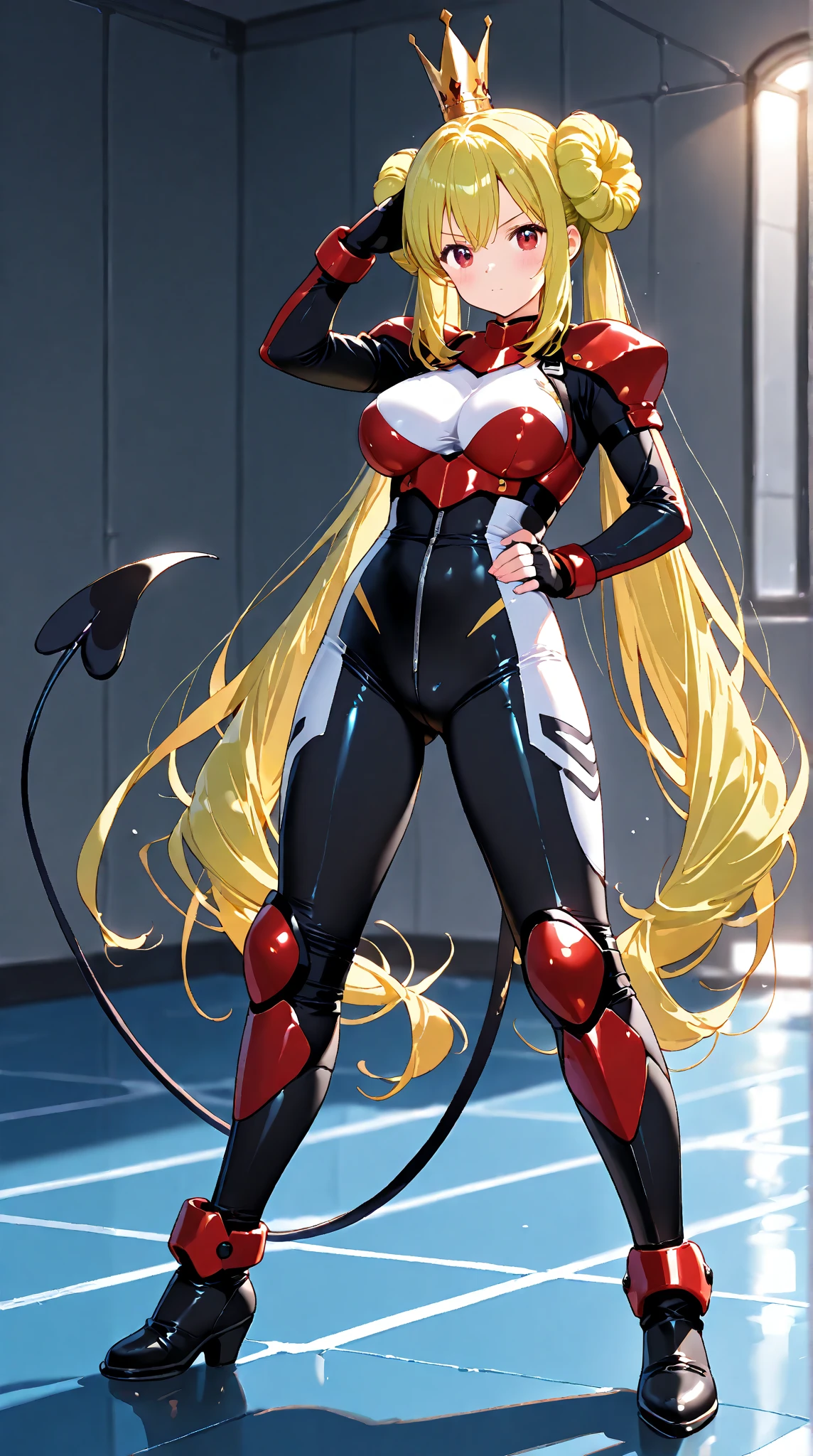 Lancer Artoria body (Alexis Texas Face), elegant adult female, blonde, green eyes (yellow eyelashes) crown, turtleneck, full body sitting on a bench, showing ass to me, RED breastplate, RED skin (1SologirlRED skin:1.2), looking at viewer, shiny, armor, thigh highs, high boots, pauldrons shoulder armor, faulds, poleyn, RED gloves gauntlets, rerebrace, RED military armored boots, yordle muscular lean platinum blonde long twin tails hairstyle at the bedroom lustful smirking smile face red blushed, blush, strong abs, female body builder, tiara, twin drills hair, (masterpiece, best quality, ultra detailed, best shadow)