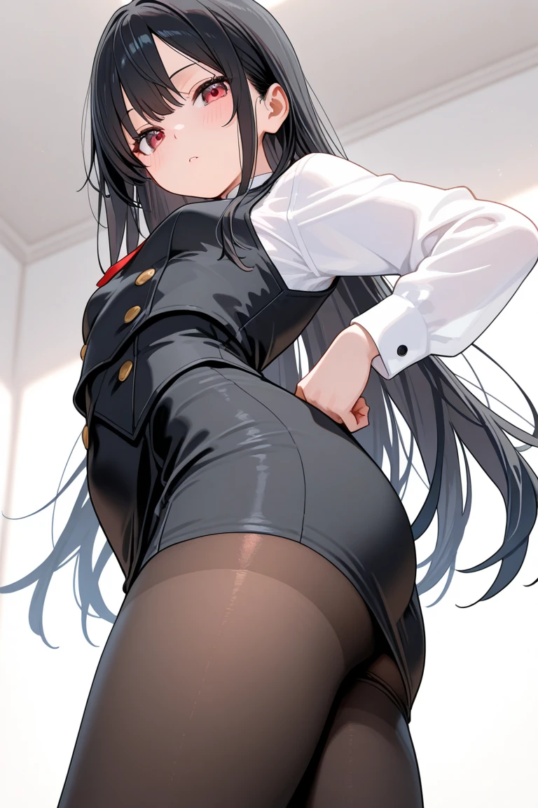 ((Masterpiece, highest quality)), (MAX resolution, distinct_image), Perfect Anatomy, 1 girl, Bangs, (Black hair:1.2), (Long straight hair:1.2), Embarrassing, drooling, (school uniform), dark grey blazer, pleated skirt, (Skirt lift:1.5), lifted by self, show off panties, Panty shot, ((see through white panties)), classroom, (night:1.1),(dark background:1.2), bare stomach,