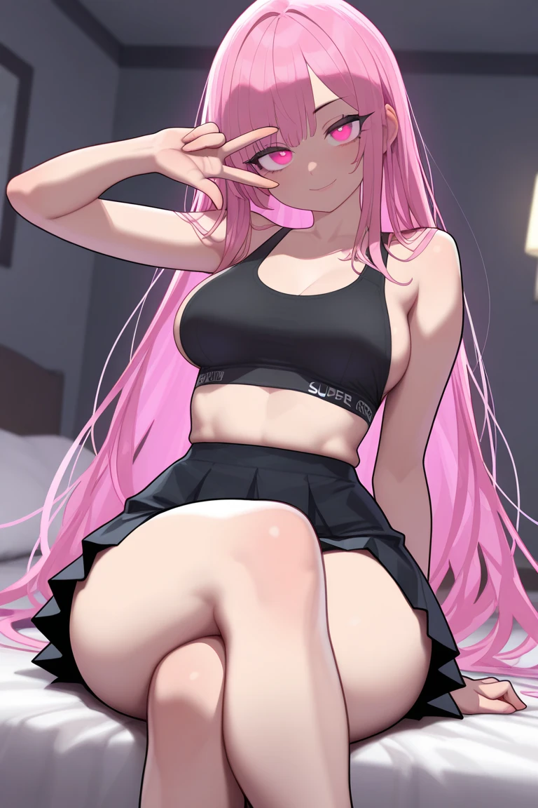 highest quality,32k,Raw photo,Sweat, Ahegao,Pink hair long,Raise your arms、Pussy