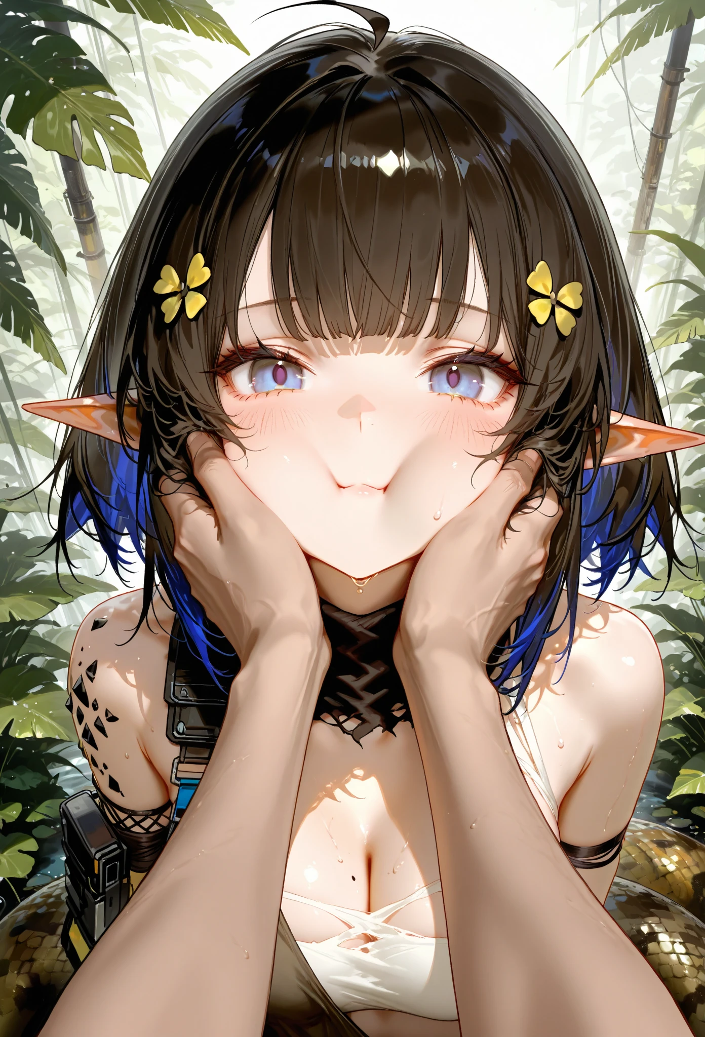 best quality, masterpiece, highres, solo, (eunectes_arknights:1.10), smile, happy, one eye closed, portrait, looking at viewer, 36 <lora:eunectes_arknights:0.80>