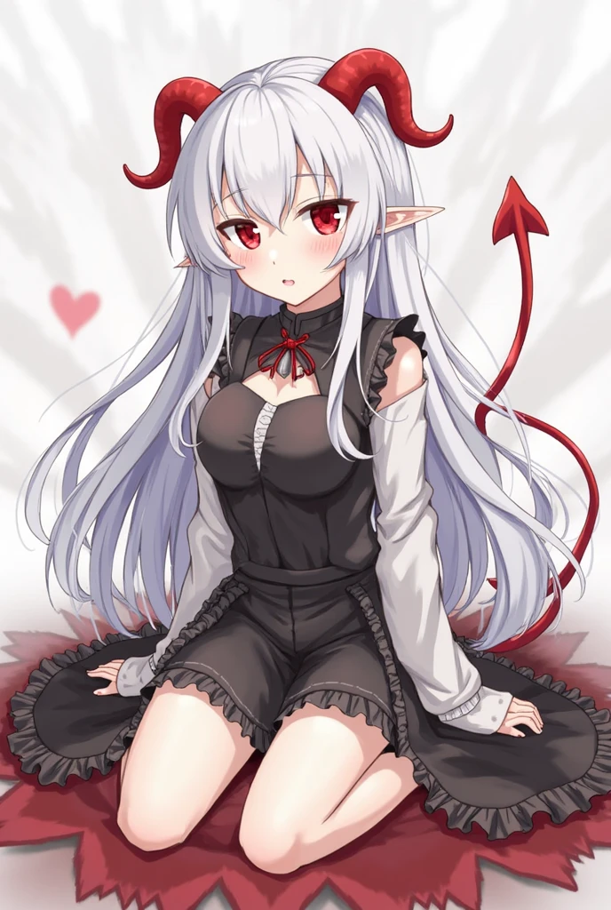 NSFW,masterpiece,Highest quality,High resolution,Very detailed,white\(no game No life\),Small breasts,Multicolored Hair,Gradient Hair,Bad smile,blush,(devil),devilの角,devilのしっぽ,devilの羽,High-quality black frill dress,leotard,Fishnet tights,Bossy Pose,Abandoned Castle