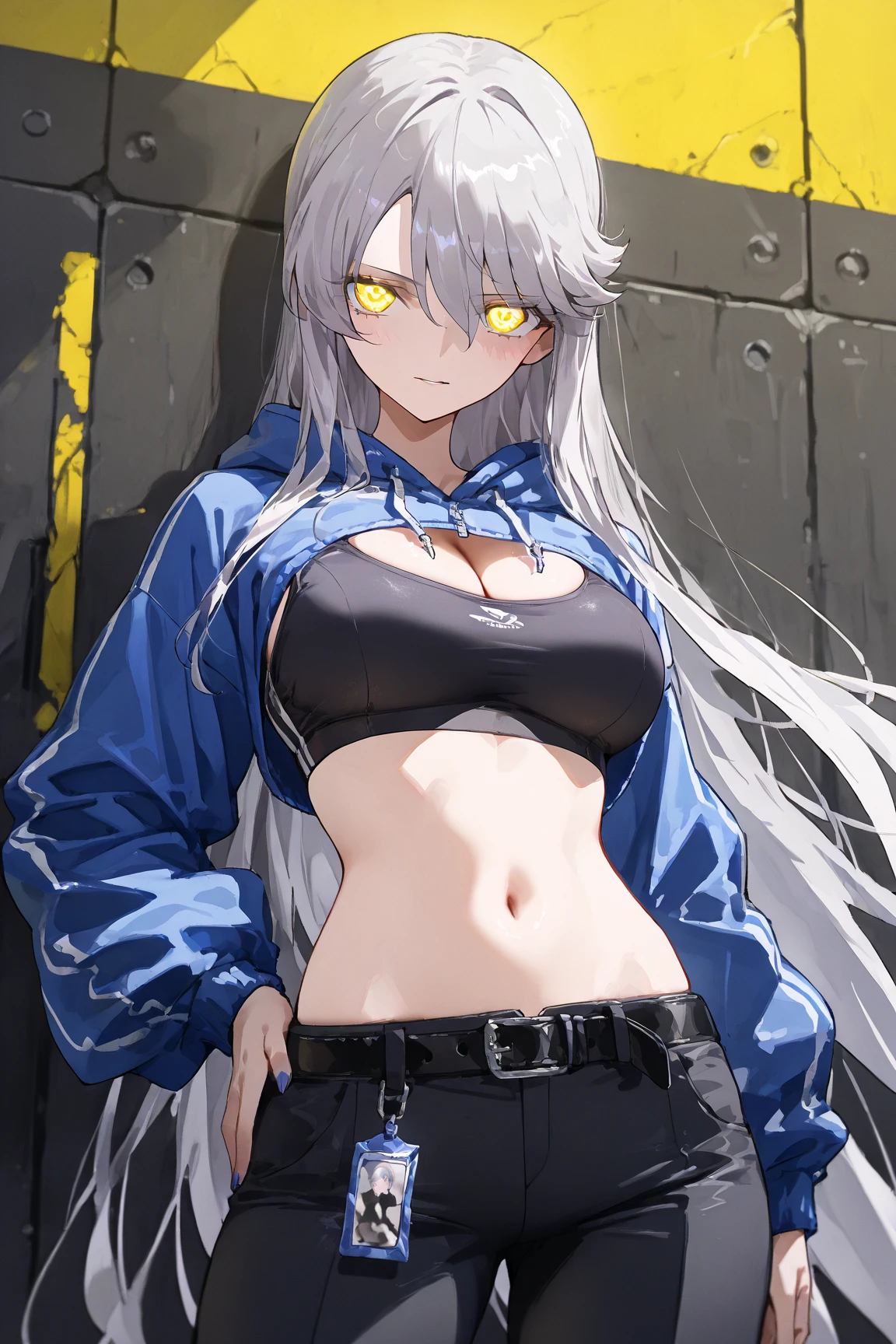 safe, masterpiece, best quality, 1girl, indiana, face scar, long coat, necktie between breasts, cleavage, midriff, black chaps, high-waisted thong
 <lora:Indiana_NAIXL_v11:1>