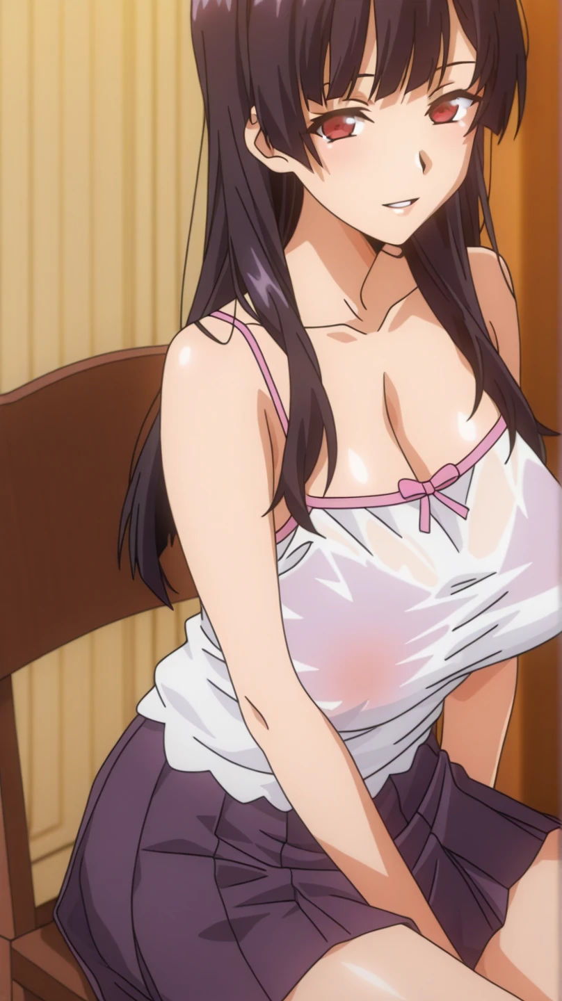 score_9, 1girl,solo, facing viewer, large breasts, (hinata, hyuuga hinata, purple eyes, blunt bangs, black hair) 1girl, solo, naked, nude, big breasts, perfect breasts, large breasts, round breasts, hard nipples, sexy body, slim waist, nice hips, skinny, nice thighs, pussy, pussy exposed, touching body, ahegao face, eyes rolling back, mouth open, drooling, moaning, fucking pussy, dildo in pussy, legs spread, sitting back, on bed, big bed, white sheets, full frame, head in frame