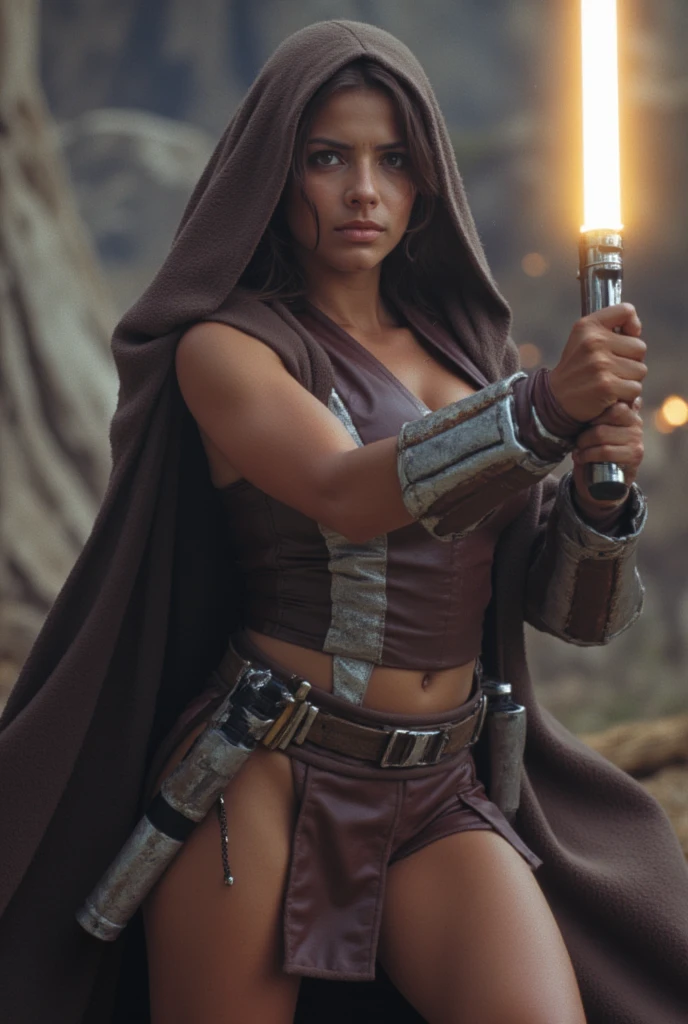 ,jedi Girl, Star wars,laser sword,thin micro bikini, ,beautyful face, beautyful body, perfect anatomy, long haired,sharp picture,
