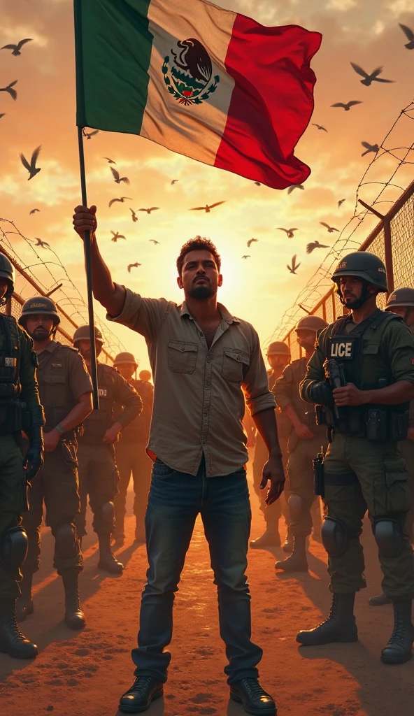 (photorealism:1.2), 1man, the angry patriot(ducking) stabing the indonesian flags in to the grounds, dust and rocks, war conflict, flames and destroyed plane in the ground