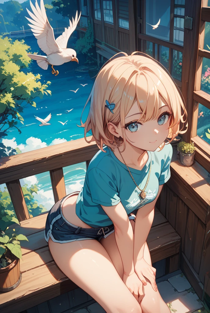 (jackie lynn thomas:1), (casual outfit:1), (blonde short hair), (blue-green highlight in hair), shell necklace, (baseball t-shirt white tanktop green sleeves:1), (white striped knee socks:1), (blue jean shorts), (bobed hair), (blue-green eyes), ((green eyes)), cartoony facial features, large round eyes, blonde hair, (shorts:1.2), (realistic:1.2), (masterpiece:1.2), (full-body-shot:1),(Cowboy-shot:1.2), light particles, skate park background, neon lighting, dark romantic lighting, (highly detailed:1.2),(detailed face:1.2), (gradients), colorful, detailed eyes, (detailed landscape:1.2), (natural lighting:1.2),(detailed background),detailed landscape, (dynamic pose:1.2), wide shot, solo, <lora:JackieLynnThomas_v2:0.7> <lora:add_detail:0.3> <lora:hipoly3DModelLora_v10:0.05> <lora:RSERomantic_RSESofiko_RSEEmma-v1:0.1>