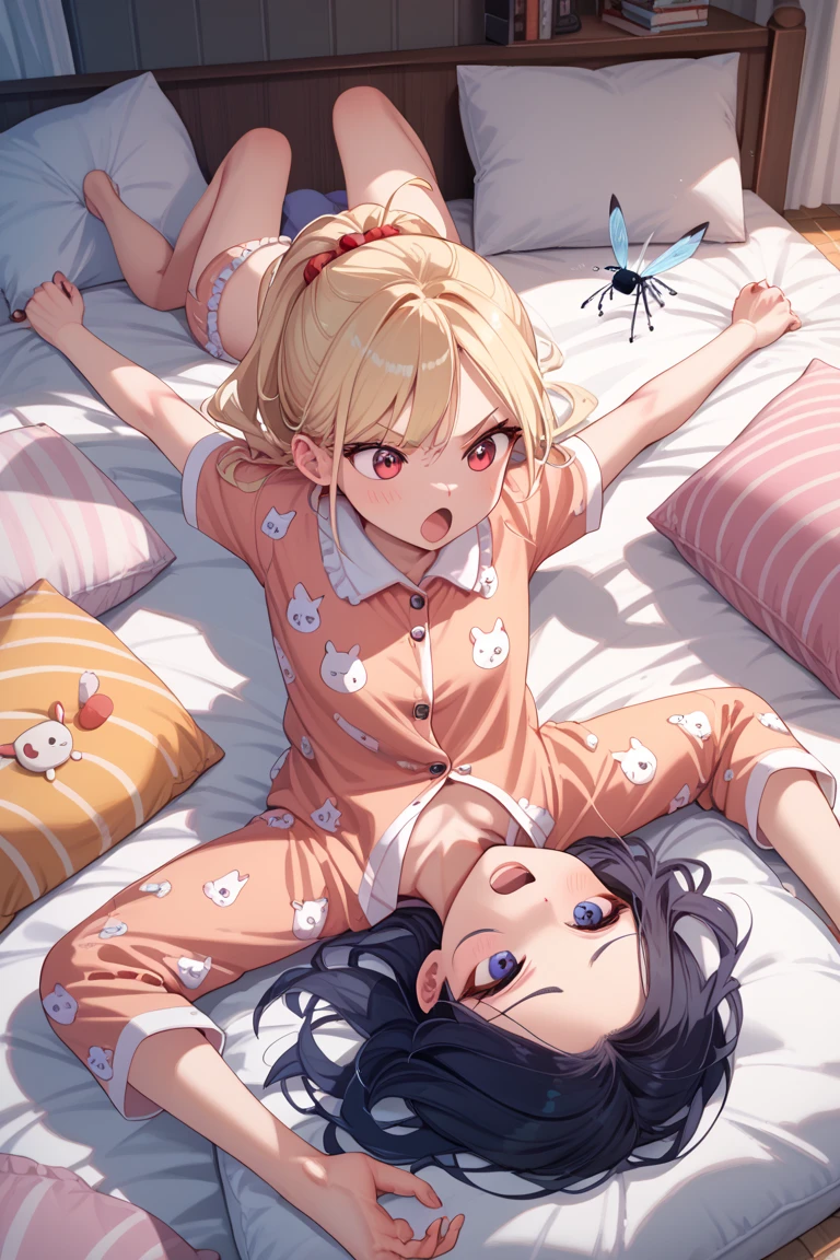 Bends over and spreads those legs