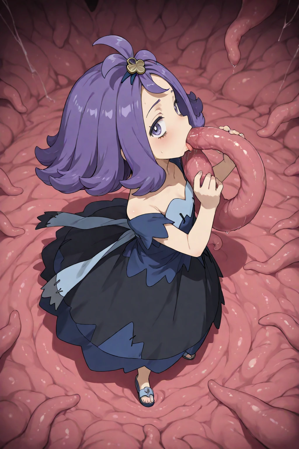 1girl, Coil, bride, whitedress, Wreath on the head, Falling feathers, Snake, drool,, Masterpiece, Best Quality, Highly detailed