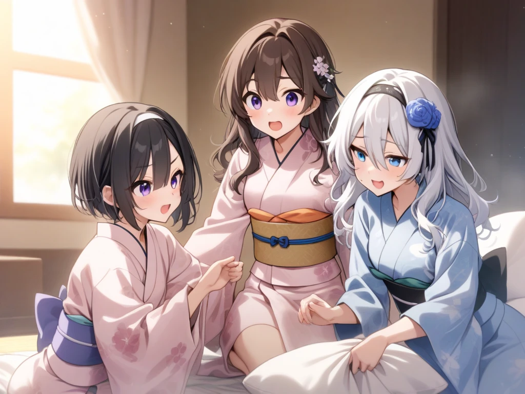 A glamorous love hotel,On a decorated bed,A Japanese woman in white underwear holding her body, Japanese woman with bob cut lying down, Two Japanese women in their 20s hugging each other, Wicked Smile, Japanese woman looking away, Random Pause,2 Japan women,A real young gravure idol, Young and beautiful gravure idol, Chiho, 8k)), Young sensual gravure idol, Wet, Shiny skin!!, Shiny silver, Mole under left eye,Cute freckles on the cheeks,((Beautiful Skin)),((Skin Texture)),((Real Touch)), healthy,unreddish skin, Beautiful clavicle, Tie your hair with a rubber band,ponytail, ((Embellished Detail Bra,Sensual)),