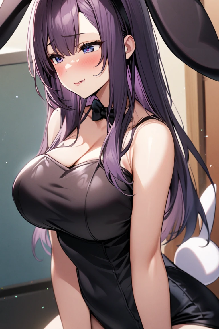 (((8Kmasterpiece,highest quality)), ultra high resolution,(masterpiece:1.4),hyper detail
BREAK (1 girl),(perfect anatomy:1.5),(big eyes:1.2),beautiful face,(green eyes),(sleepy eyes:1.5),sleep,beautiful and delicate eyes,(thick eyeliner:1.3),(thin and long eyelashes:1.3),artistic makeup
BREAK (black hair),(bangs patsun),(long twintails) BREAK (evil grin:1.2),(shy) BREAK (slender body:1.4),(little breasts) BREAK (luxury bunny girl costume:1.3),(rabbit ears headgear),(ornament of rose),(gold necklace) BREAK BREAK (hotel room:1.3),(elegant space:1.2) BREAK (particle of fantasy lights:1.2),(night:1.2) BREAK depth of written boundary,spectacular panoramic view,(lens flare),(vignette light:1.2),extreme close up,upper body