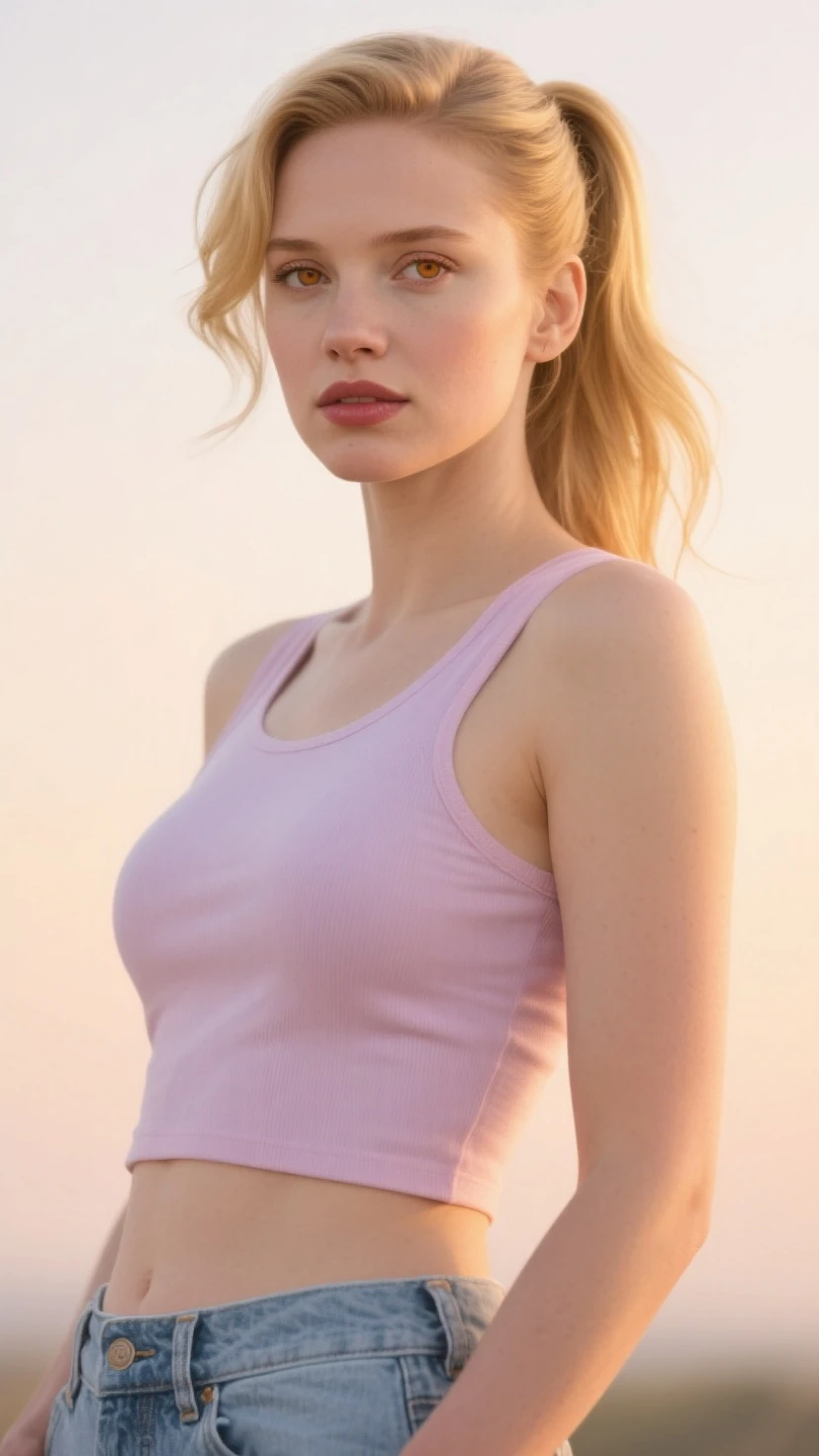 ((Realistic lighting, Best quality, 8K, Masterpiece: 1.3)), Clear focus: 1.2, 1 Beautiful girl, Pale skin, Perfect Figure: 1.4, Slim Abs: 1.1, ((Blonde hair)), (Pink bikini: 1.4, ((Tight clothing)): 1.5), (Outdoor, Sunny Day: 1.1), Beach, Super fine face, Fine eyes, Double eyelids, See trought
