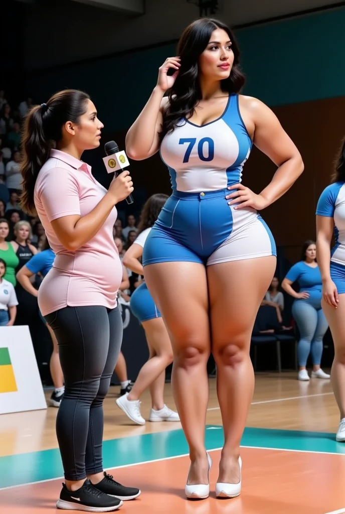 Large bulging breasts, slim body