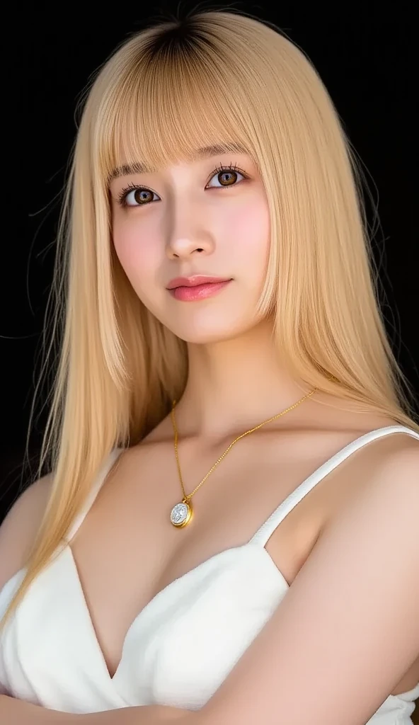 (best quality, 4k ,8k, highres, masterpiece:1.2), ultra-detailed, (realistic, photorealistic, photo-realistic:1.37), closeup, beautiful Italian woman, (small breasts), (happy smile), long lashes, beautiful makeup, platinum blonde hair, fair skin, slender figure, elegant posture, wearing large sparkling colorful jewelery, wearing a business style leather dress, standing in a large shopping mall, gentle sunlight shining through the shopping mall windows, casting a soft glow on her face, adding warmth to the scene, vibrant colors, capturing the essence of vibrant city life, portrait style, showcasing her natural beauty and grace in a feminine way