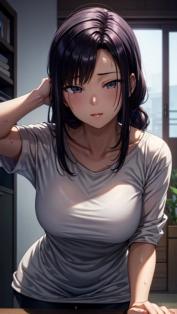 photorealistic, (hyperrealistic:1.2),
1girl, (after sex:1.2),  (crying:0.7), eyes closed,
cyberpunk, naked shirt, shirt tug, shirt, off shoulder,
brunette hair,
torino aqua,