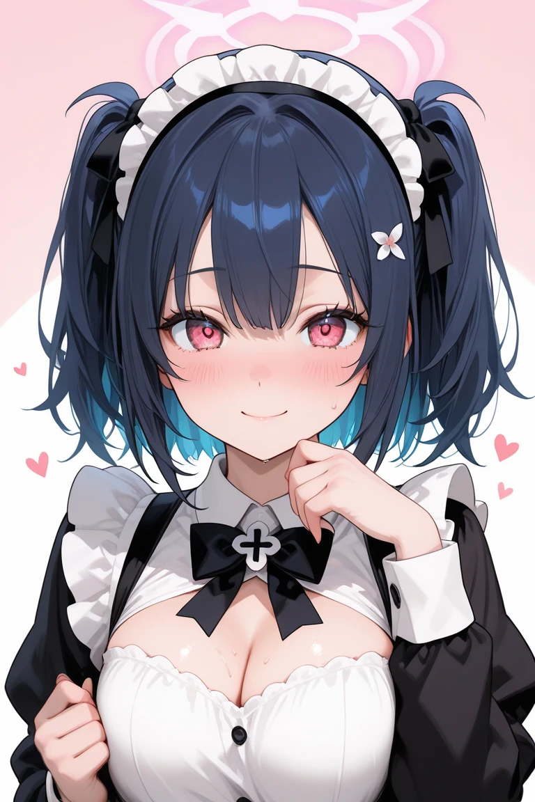 Silver short hair, star on head, blue eyes, beautiful, upper body, ((sadistic face)), blush, detailed eyes, sparkle eyes, smile, big breasts,