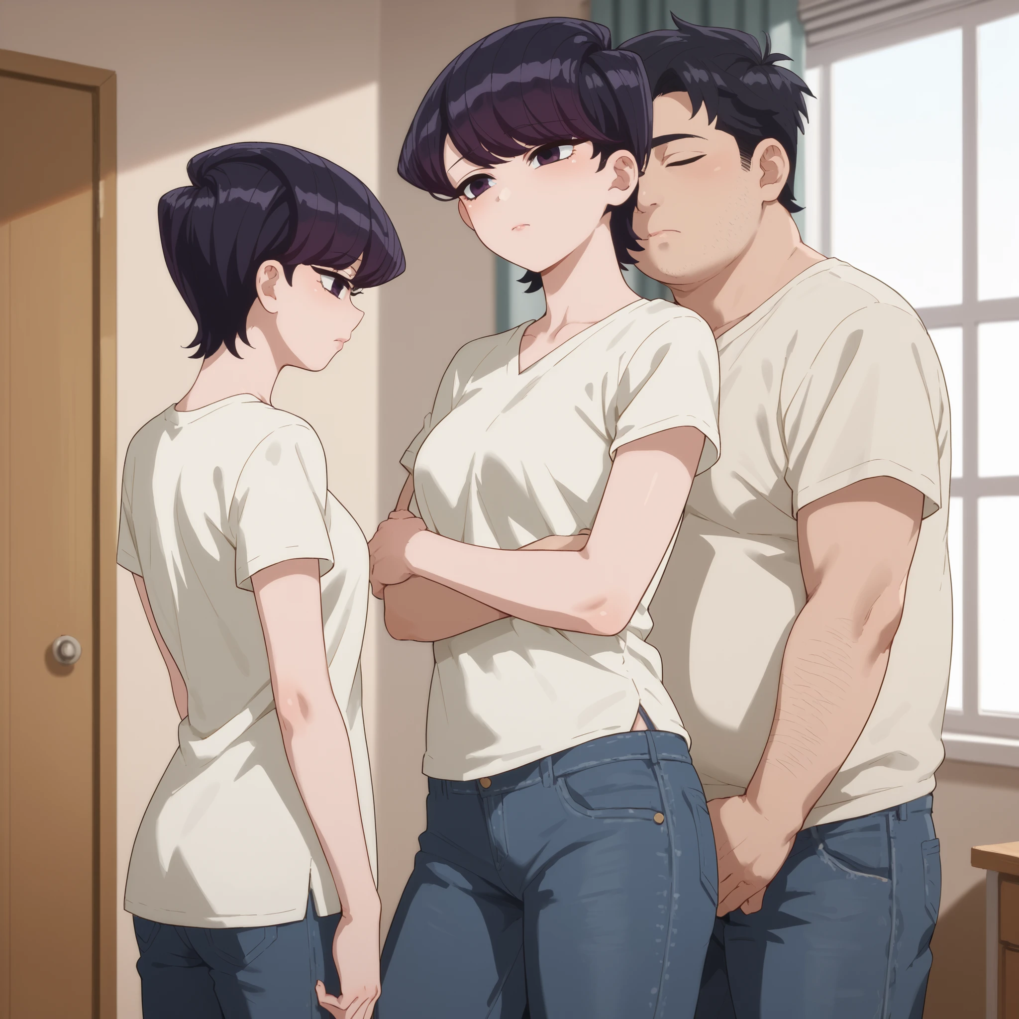XenTAI-pos, th3t4styl3, clear, stylistic_anime_western_fusion_style, concept_art, clear_high_quality_illustration, comic_book_page, dynamic_comic_panels, BREAK, (((tr2nsf0rmati0n, gradual_transformation, gender_transformation, incremental_changes, detailed_transformation_sequence, full_body))), BREAK, (((tr2nsf0rmati0n, feminization, male_to_female, gender_transformation_sequence, 1man_transforming_into_1girl_gradually))), BREAK, ((breast_expansion, curve_enhancement, ass_expansion)), small_breasts, medium_breasts, large_breasts, straight_hips, boyish_hips, wide_hips, slim_figure, athletic_figure, perfect_hourglass_figure, voluptuous, nude, looking_down_at_own_body, dripping_wet_pussy, grabbing_own_breast, (((laying_on_back_on_a_bed, ))), BREAK, score_9_up, score_8_up, score_7_up, full_boy_shot, source_cartoon, rating_explicit, innocent_looking_slave_girl, bedroom_setting, intricate_details_naturalism, hyperdetailed, hyper_realistic, realistic_skin, shiny_smooth_skin, hyper_aesthetic, gradual_transformation_sequence, tr2nsf0rmati0n, wearing_a_magic_ankle_shackle, barefoot, wearing_a_leather_neck_collar, high_impact_score, source_comic, rating_mature, stylized_shading, bold_outlines, vibrant_colors, precise_outlines, rich_colors, <lora:AnimeLineArtPony:1.6>, <lora:gravs-transformation-1.3.0-release:0.2>,<lora:Gender Swap_alpha1.0_rank4_noxattn_last:3>