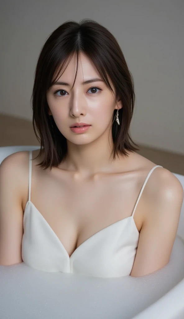 On the bed, 1 female, Beautiful Japanese actresses, Age 25, Double Eyes,mile, Detailed face, Big earrings，Large Necklace, Flashy makeup using red eyeshadow，light brown delicate middle cut hair，the tips of the hair are wavy，Classy hairstyle，fine grain,Slender actress, Big Breasts, valley, Small hips, Side Bust Barbosa, Sexy silk embroidered mermaid dress:1.2,BREAK ceremony,((masturbate violently:1.5)), ((Random sexy poses、put in、Deep joy, Ecstatic Eyes:1.2)), ((I gasp hard:1.2))、Ecstatic face、Climax expression, Through clenched teeth、My whole body is convulsing、Official Art，非常に詳細な CG Unity 8k 壁紙, (masterpiece:1.0),(Highest quality:1.0), photo shoot, 8k, Browsing Caution, High resolution, Kodak Portrait 400, Film Grain, Lens flare brilliance,View your viewers, View from the front
