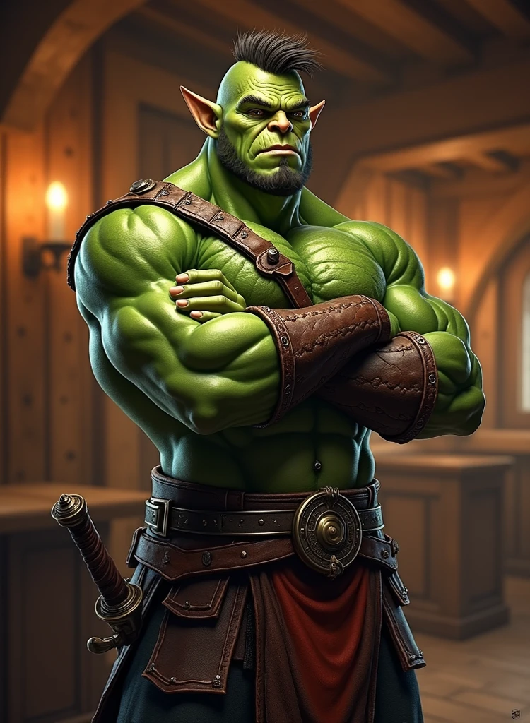 ( (8K:1.27), Top quality, masterpiece, Ultra-high resolution:1.2) Photo of a cute orc boy (Handsome:1.1)