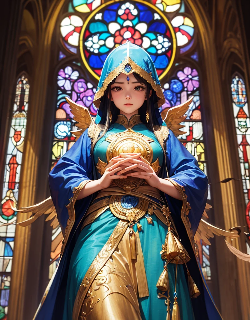 In a sacred and resplendent sanctuary, situated at the highest point of the Heavenly Mountains, lies the presence of the Primordial Goddess in all her splendor. The sanctuary is a place of incomparable beauty, surrounded by a serene and mystical atmosphere that emanates a sense of peace and reverence.

In the center of the sanctuary, there is a majestic altar carved from white marble, adorned with intricate reliefs depicting the history and creation of the world of "Mystic Domina". On the altar rests an imposing statue of the Primordial Goddess, carved from precious stone, whose meticulous details capture her heavenly beauty in an impressive way.

The statue depicts the Primordial Goddess in a graceful pose, with her arms open in a welcoming gesture. Her flowing dress seems to be made of twinkling stars and ethereal clouds, radiating a soft, enveloping light. Her serene expression and radiant eyes convey ancient wisdom and infinite compassion, echoing the values she embodies.

Around the sanctuary, a profusion of exotic flowers and plants bloom in perfect harmony, creating a heavenly garden framing the divine presence of the Primordial Goddess. The vibrant colors of the flowers reflect the diversity and abundance of life she brought to the world.

Sunlight streams through the tall, wide windows, spreading an ethereal glow throughout the sanctuary. The sun's rays create a play of dazzling shadows and reflections, enhancing the bright, heavenly aura that surrounds the Primordial Goddess.

This shrine is a sacred site, where monsters and devotees gather to pay homage to the Primordial Goddess, seeking guidance, protection, and divine blessings. It is a meeting place between the mortal and the divine world, where one can feel the inspiring and magnificent presence of the Primordial Goddess in all her glory. in anime style and is Background --auto --s2