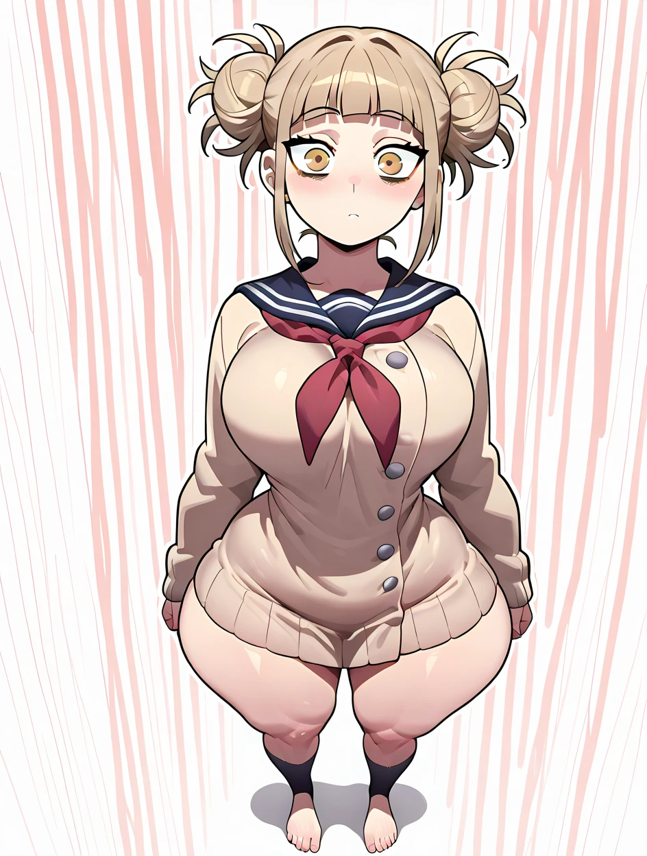 Big Breasts, Big Hips, Full Body Shot, Mature mother, Voluptuous thighs, A cow, Seductive mature woman, Perfect body, Plus Size Model, Sailor suit, Wearing high heels,