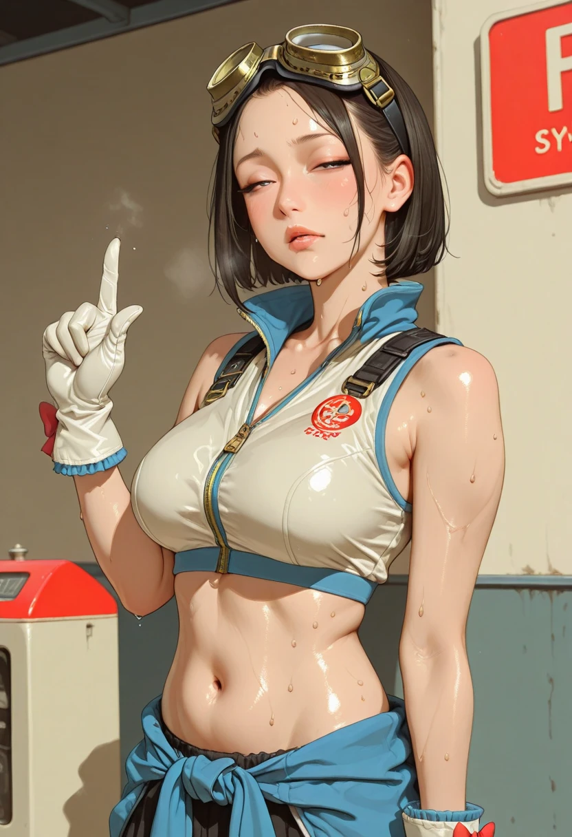 masterpiece, maximum quality, ultra high resolution, 8k, Aunt Cass/Aunt Cass (Movie Big Hero 6), realistic photo, human, full body, very thin, very detailed face, face identical to the movie, detailed eyes, mischievous smile, wide hips, smooth and soft pellet, wearing shorts and short t-shirt