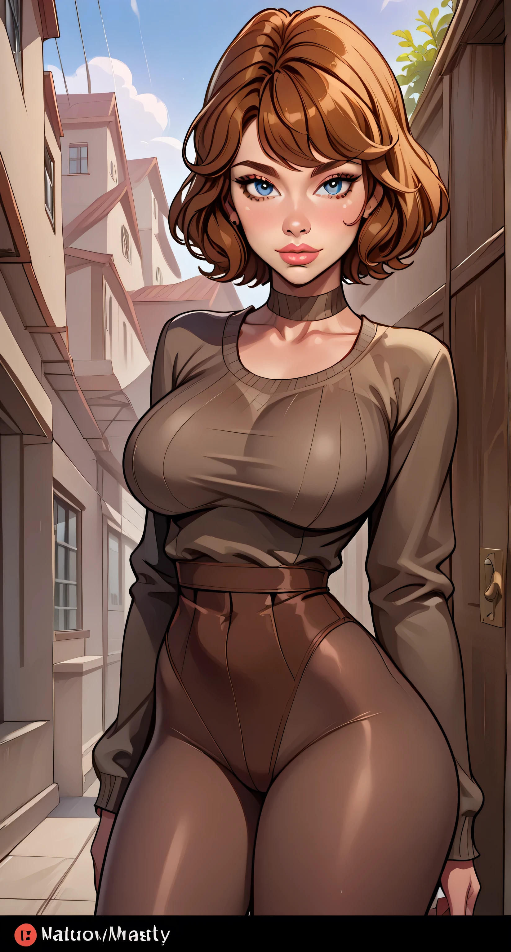 (Details of a very beautiful face), (Best Quality:1.4), 8K resolution, High resolution, Beautiful April O'Neill, Beautiful April o'neill of the highest grade, Super beautiful detailed face, smooth skin, very detailed beautiful eyes, fine skin texture, Gloss on lips, thin waist, Large , seductive look, shallow, (masterpiece, best quality: 1.2), , seductive, , hourglass figure, hourglass body, curvy, wide hips, skinny belly, skinny, thick thighs,((huge breast:1.4, milky breast:1.4,)) ,(brown hair, short hair),nsfw, full pantyhose