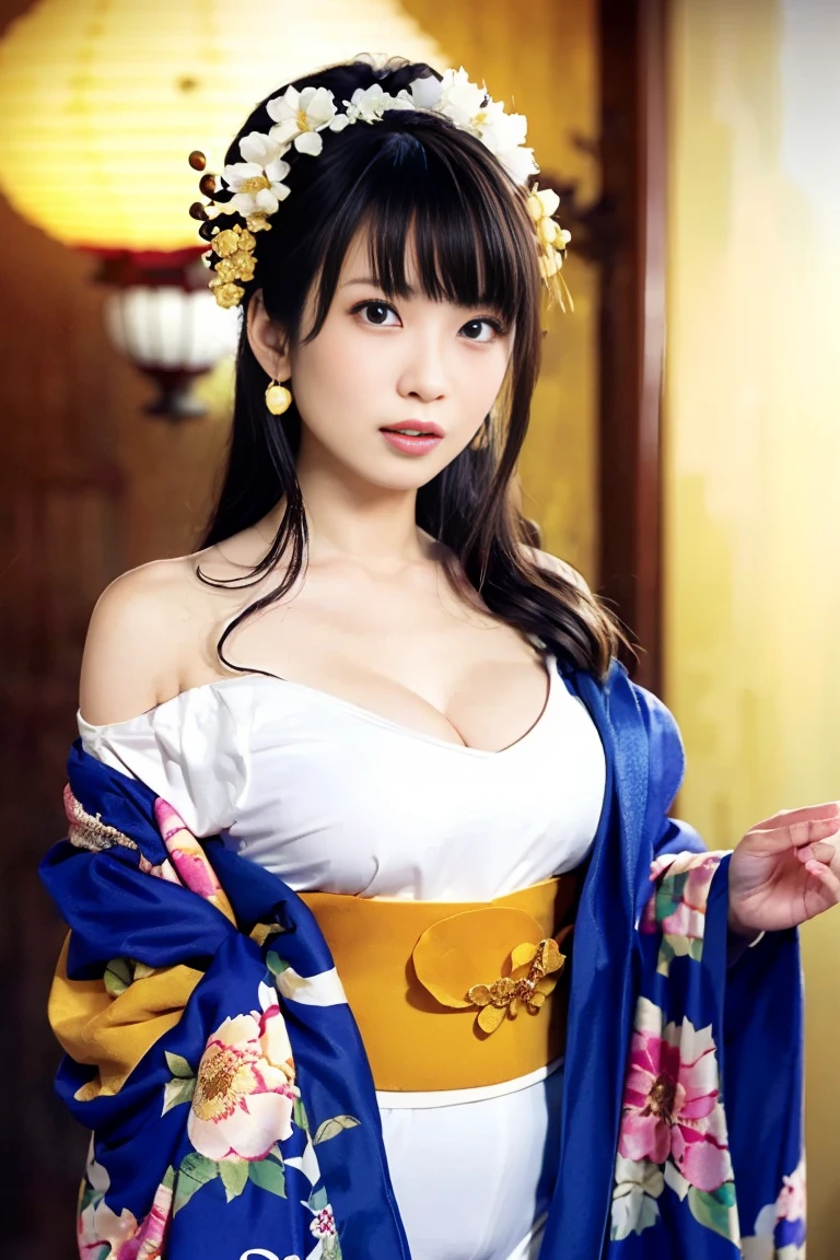 Unparalleled beauty from the Sengoku period, Oichi no Kata, Kikuhime, Ujimasa Hojo's legal wife, Sengoku female warlord, flashy decorated red armor, Shinobi, feminine curves, female general, battle castle, viewer's perspective, jinya mats sit on one's knees