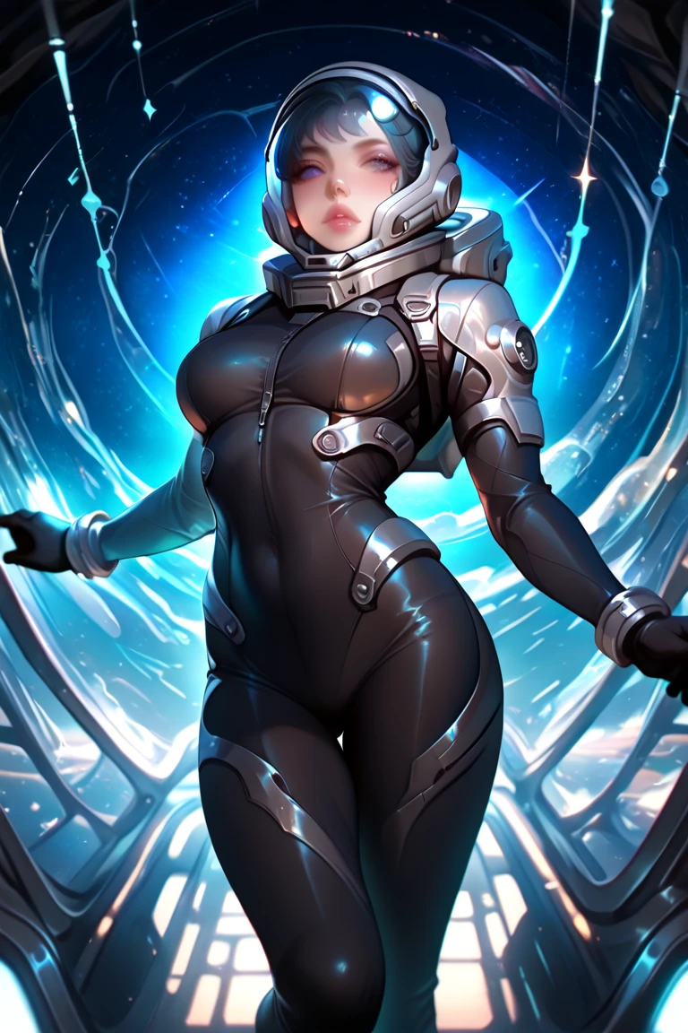 masterpiece, 8k, high quality of (Beautiful) (starcraft_nova), (Star Craft), (detailed face), maximum details, (diffuse lighting), (cinematic:1.2), (ISO 100:1), (sexy), (standing), (war field), (gigantic chest), (very tight suit) (blue eyes) (chest armor) (greaves)