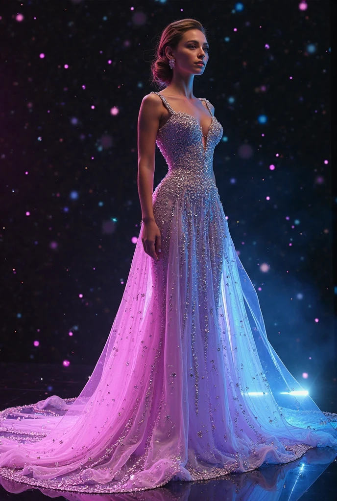 (a beautiful woman in a stunning gown of flowing silk with a radiant smile and captivating eyes), round boobs, vibrant colors,highres,ultra-detailed,sharp focus,soft lighting,realistic,fantasy-inspired,portraits,subtle color palette,ethereal glow,fairytale,graceful,pastel shades,enchanted garden,lovely flowers,twinkling lights,whimsical ambiance