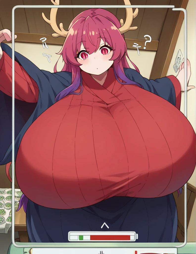 Pyra,1girl,Females in heat,blush,open mouth,yukata,gigantic huge breasts,looking at viewer,Taken from the viewpoint above,upturned eyes,near,standing up,ryokan,in room,SFW