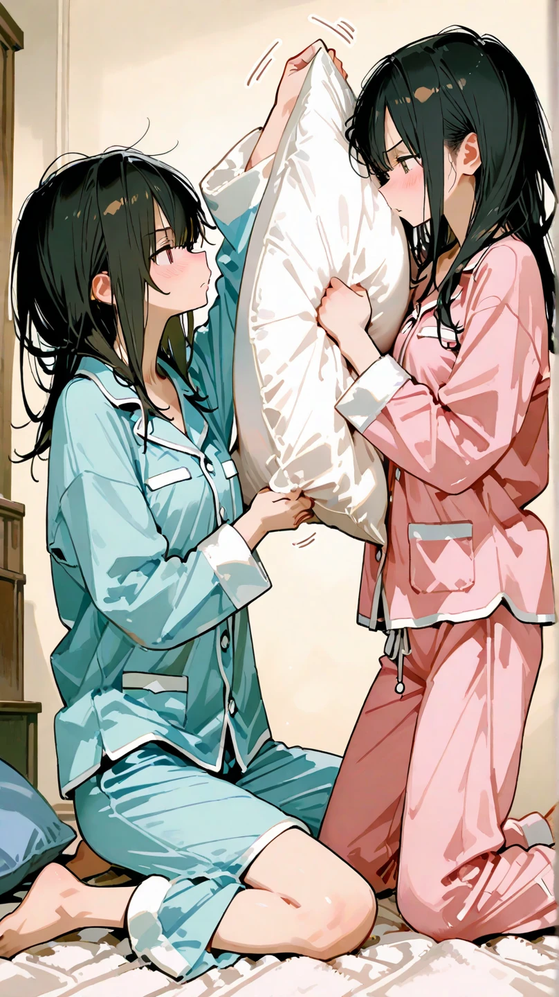 Highly detailed, vibrant color, detailed skin, detailed fabric, detailed eyes. Brown haired young woman, beautiful, gorgeous, mature, bob hair, brown eyes, small to medium breasts, smiling, pink perky nipples, unbuttoned pajamas, white panties, Tokyo, laying down, stretching pose, seldie, gravure magazine cover