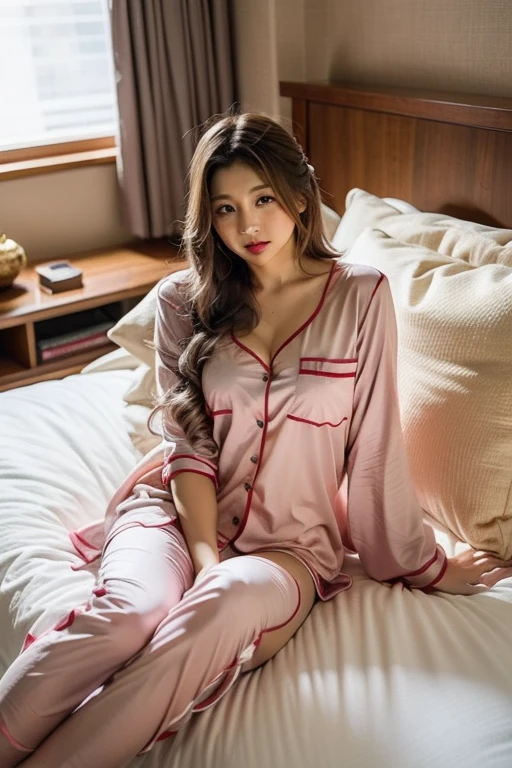 Big breasted girl in sundress pajamas