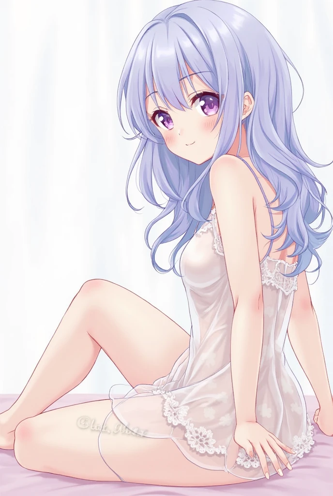 ((8k, Highest quality, masterpiece: 1.3)),Ultra-high resolution,(1 girl, alone), (Color changing eyes, Ultra-detailed, Expressive brilliance, Glitter, Glowing Eyes), Highly detailed eyes, Highly detailed face, Random Hair, ((pastel colour)),A stunning young woman with pastel lavender hair styled into soft waves, posing confidently in her brightly lit bedroom during a sunny afternoon. She is wearing a delicate, light blue bikini that accentuates her curves. The camera captures her from a slightly elevated angle as she stands near her bed, playfully shifting her weight onto one leg while placing a hand on her hip. Her other hand lightly touches her neck, tilting her head slightly to the side with a teasing smile. The sunlight streams through the window, highlighting the soft sheen on her skin. As she shifts into another pose, she sits on the edge of her bed, leaning back slightly with her legs spread wide, emphasizing her toned legs and relaxed demeanor. The room is bright and airy, with white curtains billowing in the breeze and soft, pastel-colored decor creating a serene yet inviting atmosphere. She then lies back on the bed, her arms stretched above her head, her legs bent at the knees, creating a relaxed and sultry pose as she gazes up at the camera with a playful yet confident expression.