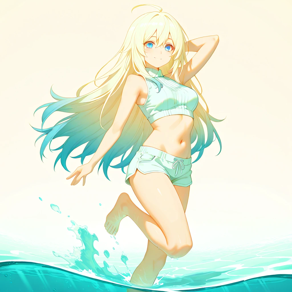 ((masterpiece)), ((best quality)), (ultra-detailed), ((kawaii)), cute, (lovely), illustration, anime style, 1girl, cute girl, solo, full body, full body focus, School poolside, outdoor, (beautiful eyes), beautiful straight hair, long hair, slim, slender, medium breast, (Dark blue school swimsuit), seductive smile, dynamic pose, (Innocence and frolicking:1.4), (light rays:1.3).