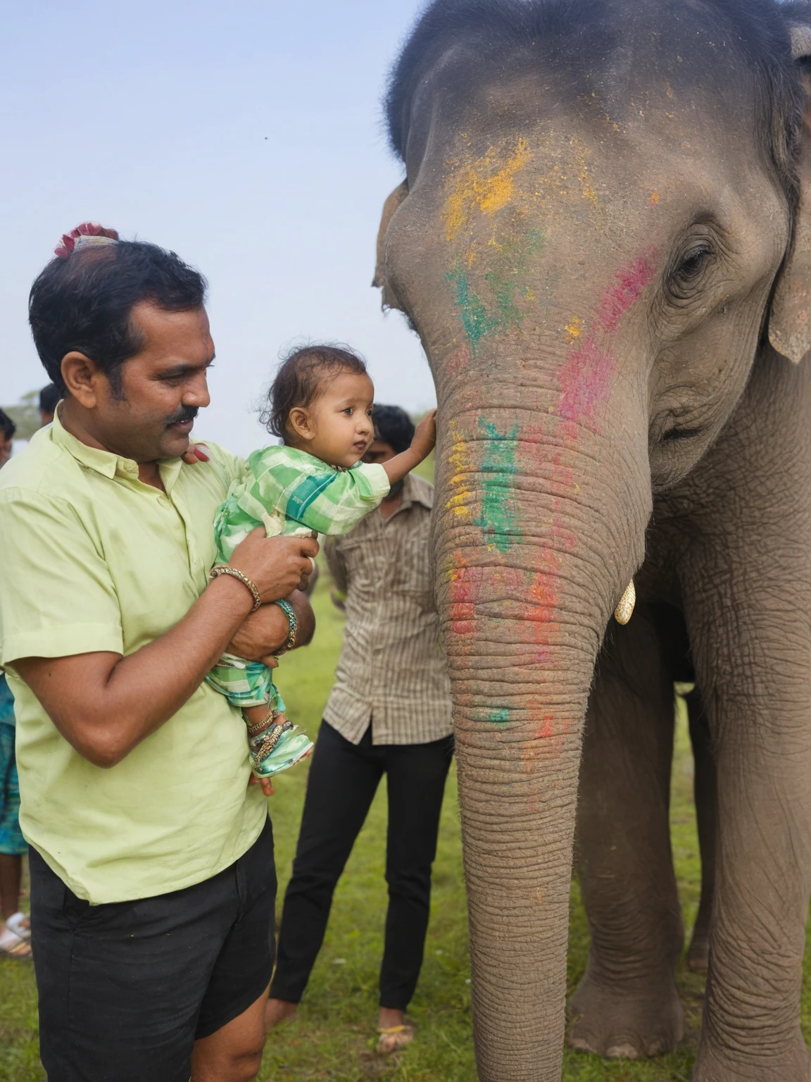 there is a young boy standing in front of an elephant, dressed in a jodhpuri suit, an elephant king, cute boy, with a kid, trending ,, an enormous elephant king, wearing traditional garb, a still of a happy, indian style, wearing an elegant tribal outfit, traditional photography, photo taken with nikon d750