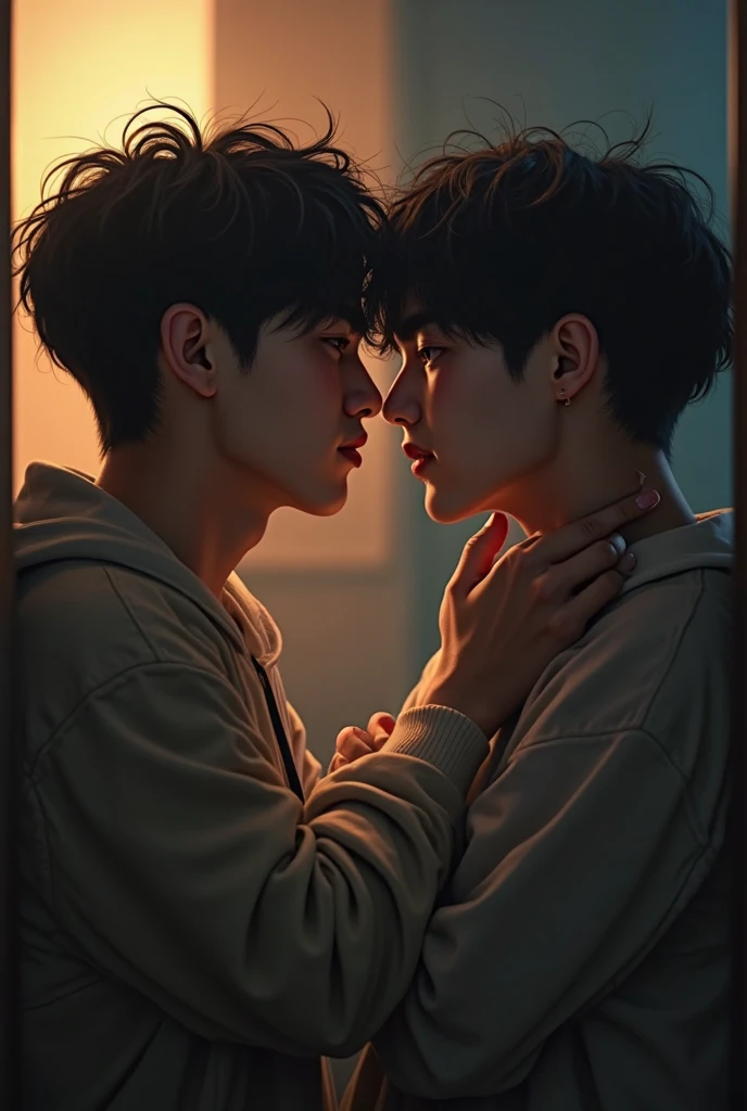 Jungkook besando a Taehyung