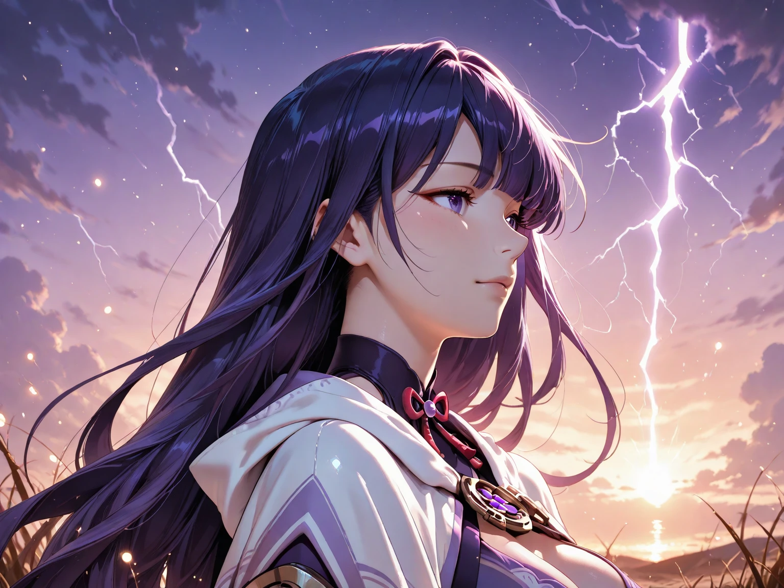 (High Detail:1.2) Anime Girl, (Cinematic Lighting, Delicate Colors), (Purple Lightning:1.2), Lighting Calm, Wind, Fog. Turquoise, delta tones.