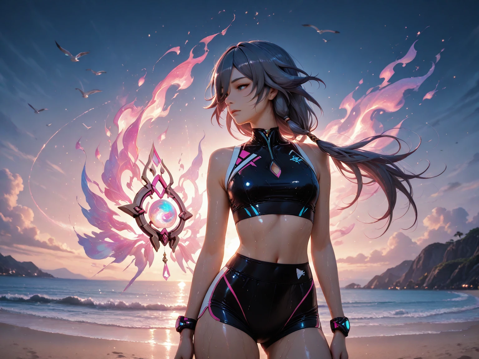 full length body shot,(((ultra warm bright pastel colors))), orange pink white colors, sharp focus, ultra high contrast, lut, ultra insane high resolution intricate textures, texture indentation, there is a gorgeous girl standing on sand wind in the hair, (((((Charlie Bowater, art by Alena Aenami, art by Albert Bierstadt, art by Carne Griffiths))))), luminism, light placement art, octane render, ultra intricately detailed, ultra maximalism, romanticism, 2.5D Parallax Effect, backlight, wet reflections, chromatic aberration, multiple lighting sources, luminism, spectacular backlight, volumetric ambient occlusion