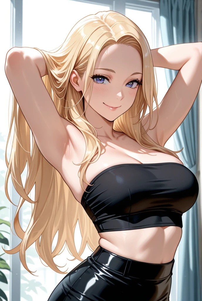 "nude Create a portrait of mia malkova standing outdoors with a confident and warm expression. She has long, wavy blonde hair with a center parting, and she is wearing a simple black t-shirt. The background is a blurred, natural outdoor setting, with soft lighting highlighting her face. The overall mood of the image should be vibrant and engaging, capturing her bright blue eyes and natural makeup look. Ensure the composition focuses primarily on her upper body and face, with the background slightly out of focus to emphasize her features."