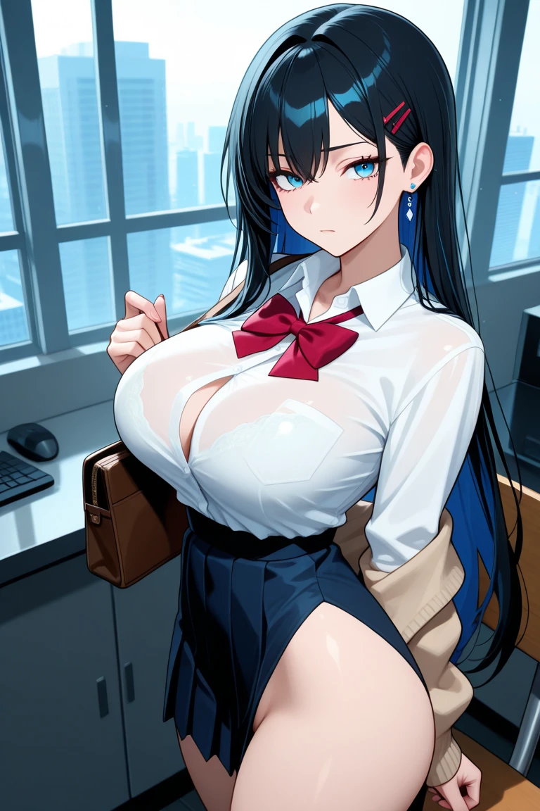 Anime girls,ol transparent uniform,Sat down,Squeeze your chest