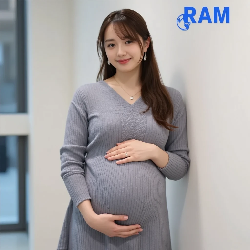 pregnancy,korean,young girl,big bust,very large abdomen,indoor house,Wearing a t-shirt and baggy gray pants,Hanging out laundry