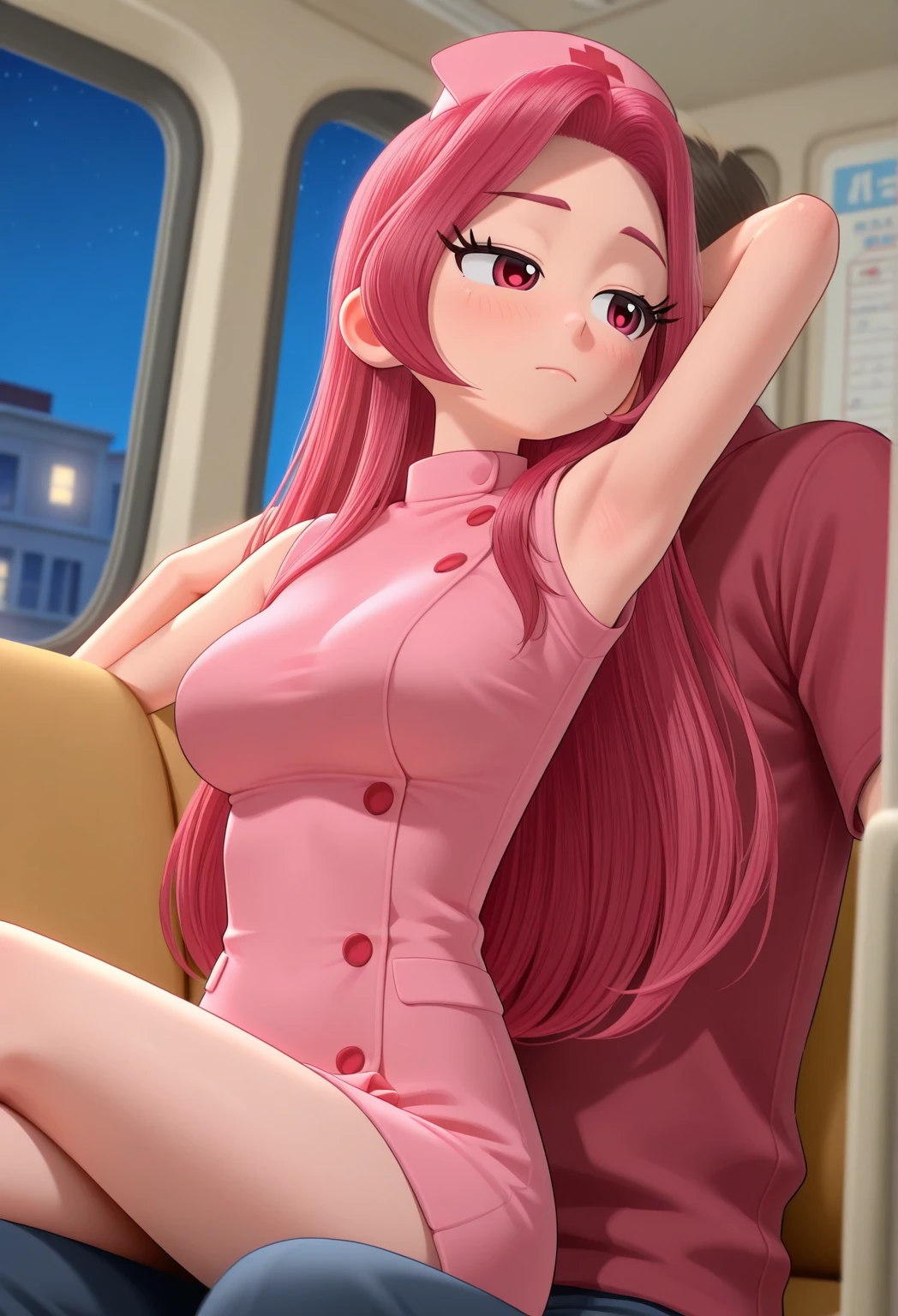 highest quality, masterpiece, best quality, masterpiece, asuka langley sitting cross legged on a chair