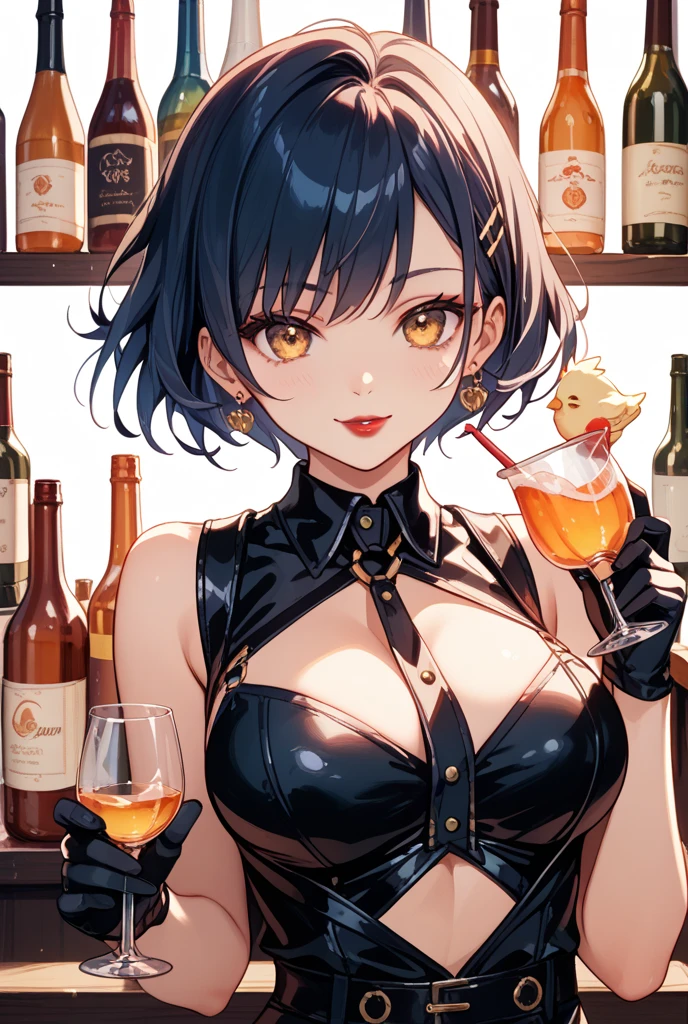 1 girl, solo, Japanese, eyeliner, big ass, beautiful eyes.
Long open back dress with a side slit.
(Dragon tattoo on back).
Sitting at the bar, holding a drink.
Serious look, staring.
Lights in the background, masterpiece, high quality, 4K details, perfect.,more_details:-1, more_details:0, more_details:0.5, more_details:1, more_details:1.5,,Tattoo