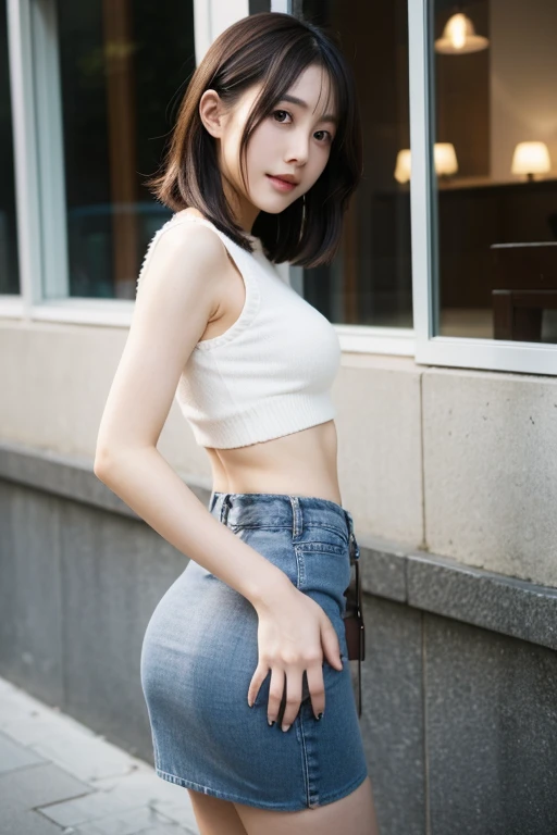 zydG, ((cowboy shot)),((from below)), 1girls, Front view, stand, looking the viewer, exposed skin, (from below),brown-eyed, (brown very short hair:1.2), (light hair), (medium breasts:1.4), smile with white teeth, (photorealestic:1.4), (Top image quality:1.0), (UltraHighResolution:1.0), 8K, Raw photography, (A masterpice:0.2), track and field uniforms, show abs, (sweat, wetty:1.1), portlate, pubic bone focus, ful body,(pureerosface_v1:0.5), outdoor, track a [beautiful woman with short hair, black hair, slanted eyes, symmetrical face, brown eyes ], Cinematic, Photoshoot, Shot on 25mm lens, Depth of Field, Tilt Blur, Shutter Speed 1/1000, F/22, White Balance, 32k, Super-Resolution, Pro Photo RGB, Half rear Lighting, Backlight, Dramatic Lighting, Incandescent, Soft Lighting, Volumetric, Conte-Jour, Global Illumination, Screen Space Global Illumination, Scattering, Shadows, Rough, Shimmering, Lumen Reflections, Screen Space Reflections, Diffraction Grading, Chromatic Aberration, GB Displacement, Scan Lines, Ambient Occlusion, Anti-Aliasing, FKAA, TXAA, RTX, SSAO, OpenGL-Shader’s, Post Processing, Post-Production, Cell Shading, Tone Mapping, CGI, VFX, SFX, insanely detailed and intricate, hyper maximalist, elegant, dynamic pose, photography, volumetric, ultra-detailed, intricate details, super detailed, ambient –uplight –v 4 –q 2