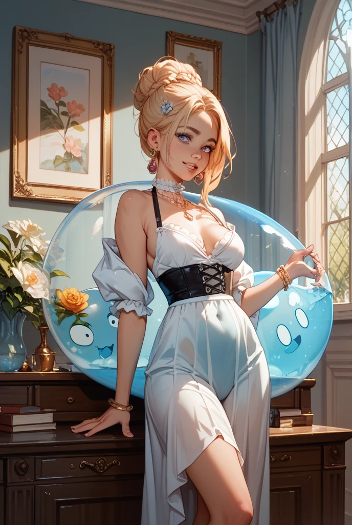 (2 young women ,Sesame girl),(has short blonde hair),(Available in length, colorful hair),nobility,(princess),blue student,Tall figure,((Strapless dress)),low skirt,(Star evening dress),Show your legs..,Crystal heels,red carpet,prom website,(nobility),(big tits),(Various positions),((Various color sets)), Highest quality、Highest picture quality、Masterpiece, ((Various positions), (Separate outfit showing nipples:1.4), (semi-naked:1.8)