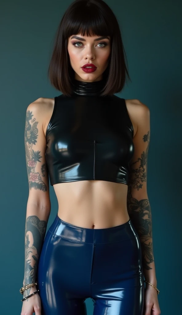 Tattoo Woman Muscle Fair Skin Dark