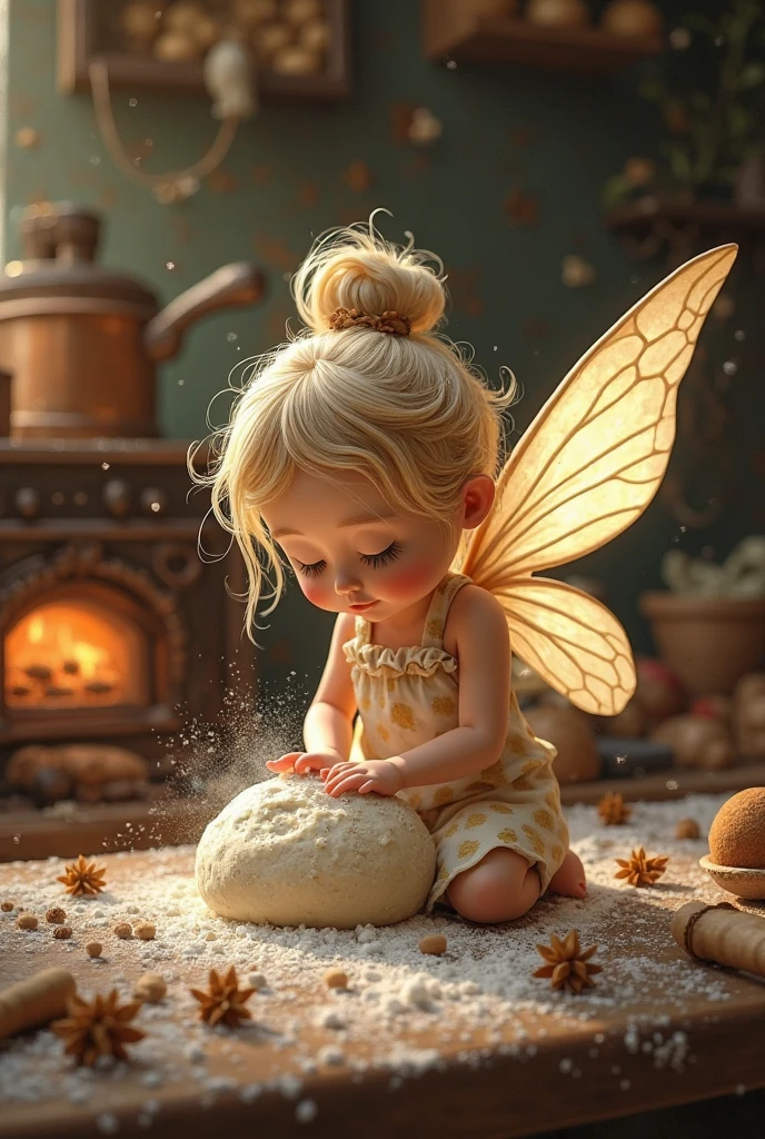 Spanish old master painting of a realistic fairy peeking around from behind a cupcake. studio lighting