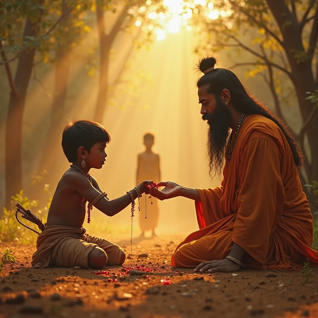 Brahmin's young son went to a Tantrik and told him his wish . Tantik put one pill in his mouth and one pill in the Yong boy's mouth