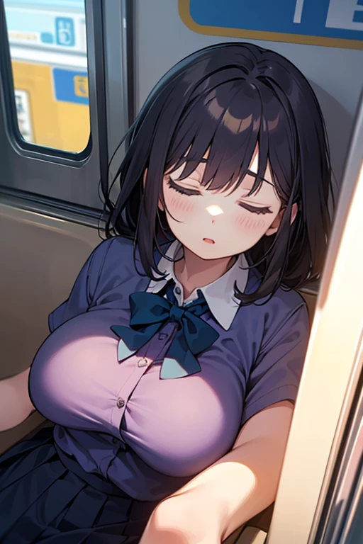 From above, (Close ~ eyes:1.2) One Girl, blush, sit, beautiful girl,skirt, Anime move,Two Side Up、(Gloss Lip)、Thick lips,Kissing Face,Open your mouth、Sticking out tongue、saliva