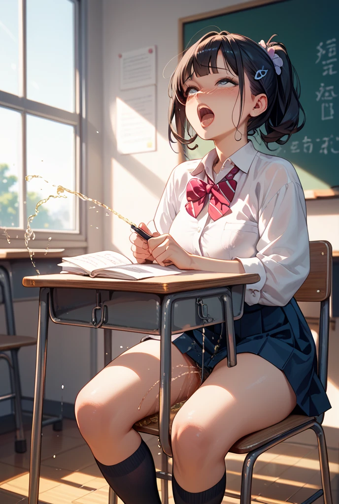 , A lot of semen, TBDICK, classroom, classroom desk, classroom chairs, school desk, school chair, During class, ((Penis on the table:1.2, tabletop penis:1.2, tabletop phallus:1.2)), desk and chair set, A set of school desk and school chair, toddler,  body shape, ,, flat breast, body shape,pixie cut,, A lot of semen

